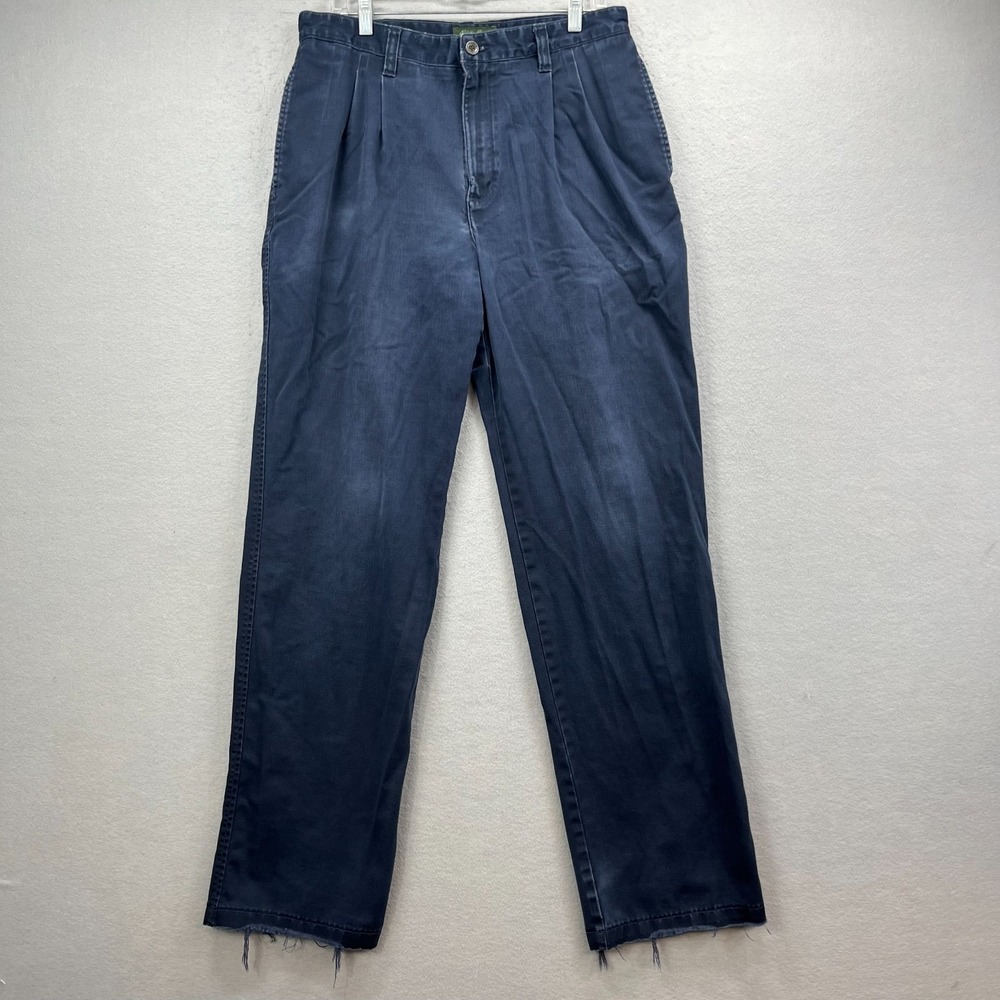 Eddie Bauer Pants Mens‎ 34 Blue Pleated Wrinkle Resistant Distressed Work Grunge